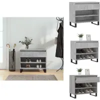 vidaXL - Schoenenkast - 70x36x60 - cm - bewerkt - hout - betongrijs