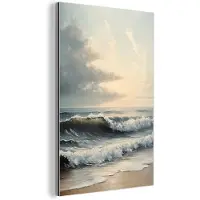 MuchoWow Aluminium schilderij 80x120 cm - Wanddecoratie metaal - Strand - Zee - Zonsondergang - Metalen muurdecoratie woonkamer - Decoratie industrieel - Foto op dibond - Industriële accessoires slaapkamer