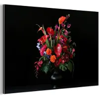 MuchoWow Aluminium schilderij 90x60 cm - Wanddecoratie metaal - Bloemen - Boeket - Sierlijk - Metalen muurdecoratie woonkamer - Decoratie industrieel - Foto op dibond - Industriële accessoires slaapkamer