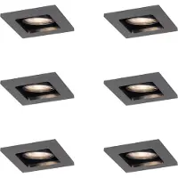 QAZQA Set van 6 moderne inbouwspots gunmetal GU10 50mm rond kantelbaar - Qure