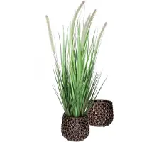 Mega Collections Plantenpot/bloempot Pebblo - 2x - keramiek/geglazuurd - bruin - druppels - D15 x H13 cm