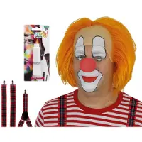Comedia Clown Bassie verkleedset - Pruik, neus, bretels & schmink voor heren