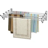 Costway Droogrek voor wandmontage, wanddroger, uittrekbaar van roestvrij staal met 8 stangen, ruimtebesparende wandwasdroger, draagkracht 25 kg, voor bijkeuken, badkamer