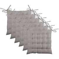 Stof Textile stoelkussen BEA - 6x - taupe - 40 x 40 x 4 cm - touwtjes sluiting - binnen/buiten - zitkussens plat