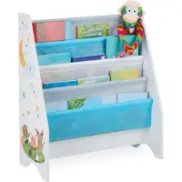 Relaxdays kinderboekenkast - 4 hangvakken - kampvuur print - 71 x 62 x 29 cm - meerkleurig