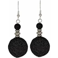 Charme Bijoux Oorbellen-Zilver-zwart- lava- Gwen -