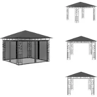 vidaXL Paviljoen met muggengaas, 3x3x2,73 m, antraciet, 180 g/m² - Paviljoenen & feesttenten