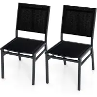 Costway Set van 2 aluminium tuinstoelen, weerbestendige terrasstoelen met ademende zitting en rugleuning, lichte balkonstoelen zonder armleuningen, tot 150 kg belastbaar, voor tuin, balkon, terras