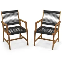 Costway Bistroset van 2 tuinstoelen, acaciahout, eetkamerstoel met rugleuning en armleuning, balkonstoel, tot 160 kg belastbaar, bistrostoelen voor terrassen, tuin en balkon