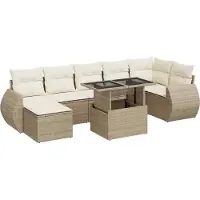 vidaXL 8-delige Loungeset met kussens poly rattan beige