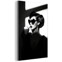 MuchoWow Aluminium schilderij 80x120 cm - Wanddecoratie metaal - Vrouw - Zwart - Hart - Metalen muurdecoratie woonkamer - Decoratie industrieel - Foto op dibond - Industriële accessoires slaapkamer