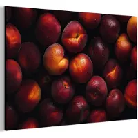 MuchoWow Aluminium schilderij 90x60 cm - Wanddecoratie metaal - Fruit - Close up - Nectarines - Metalen muurdecoratie woonkamer - Decoratie industrieel - Foto op dibond - Industriële accessoires slaapkamer