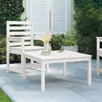 The Living Store De Living Store tuintafel, wit, 82,5 x 82,5 x 45 cm, massief grenenhout