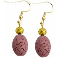 Charme Bijoux Lange oorbellen- Damla- Zilver-Lavasteen- Roze goudkleurig-