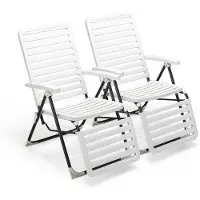 Costway Ligstoel, inklapbare ligstoel met 7-voudig verstelbare rugleuning, weerbestendige relaxstoel met hoge rugleuning, ademend, ligstoel voor achtertuin, balkon