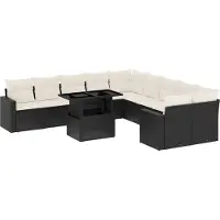 vidaXL 11-delige Loungeset met kussens poly rattan zwart