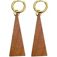 Charme Bijoux Oorringen lang hout bruin Saheli goudkleurig-