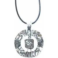 Charme Bijoux Ketting- zwart -koord - metalen hanger- 5.5 cm-