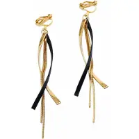 Charme Bijoux Klem oorhangers - goudkleurig - zwart