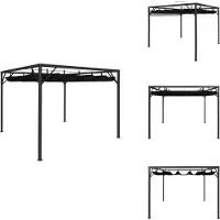 vidaXL Tuinpaviljoen met uitschuifbaar dak, 3x3 meter, antraciet - Paviljoens & Partytenten