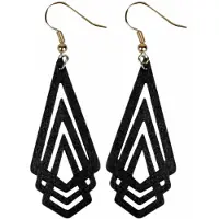 Charme Bijoux Zilveren oorhangers- Hout-Zwart-Toronto -
