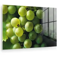 MuchoWow Glasschilderij 180x120 cm - Schilderij acrylglas - Druiven - Tros - Groen - Foto op glas - Muurdecoratie woonkamer - Wanddecoratie slaapkamer - Schilderijen