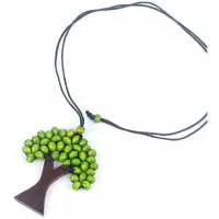 Charme Bijoux ketting- Groen- boom- hout-