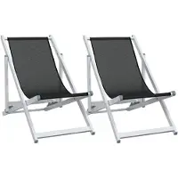 The Living Store Strandstoel - Strandstoelen - Inklapbare Stoel - Campingstoel - Strandstoelen inklapbaar 2 st aluminium en textileen zwart