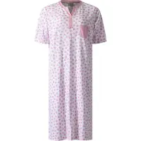 Lunatex - dames nachthemd 224176 - korte mouw - 100% katoen - roze - maat M