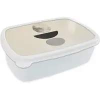 MuchoWow Broodtrommel Wit - Lunchbox Beige - Japandi - Wabi sabi - Brooddoos 18x12x6 cm - Brood lunch box - Broodtrommels voor kinderen en volwassenen