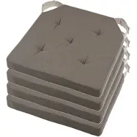 Stof Textile stoelkussen DUO - 4x - taupe - 38 x 38 x 4 cm - klittenband sluiting - zitkussens - binnen/buiten