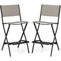 Costway Set van 2 outdoor barkrukken, inklapbare barstoelen met rugleuning en voetensteun, tot 150 kg belastbaar, zithoogte 71 cm, tuinstoelen voor balkon, tuin en zwembad