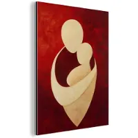 MuchoWow Aluminium schilderij 30x40 cm - Wanddecoratie metaal - Abstract - Moeder - Kind - Rood - Metalen muurdecoratie woonkamer - Decoratie industrieel - Foto op dibond - Industriële accessoires slaapkamer