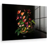 MuchoWow Glasschilderij 180x120 cm - Schilderij acrylglas - Bloemen - Vaas - Kleurrijk - Foto op glas - Muurdecoratie woonkamer - Wanddecoratie slaapkamer - Schilderijen