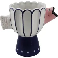 House Vitamin Vase fish- dolomite -blue/white/pink -21x13.5x18cm