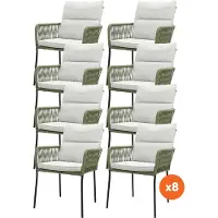 Van der Garde Tuinmeubelen Set van 8 - Teresa dining tuinstoel Rope - Green