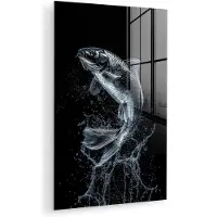 MuchoWow Glasschilderij 120x180 cm - Schilderij acrylglas - Vis - Koi - Zwart - Water - Foto op glas - Muurdecoratie woonkamer - Wanddecoratie slaapkamer - Schilderijen