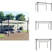 vidaXL Paviljoen met uitschuifbaar dak, 4x3 meter, crème kleur - Paviljoens & feesttenten