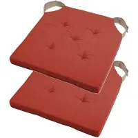 Stof Textile stoelkussen DUO - 2x - terracotta - 38 x 38 x 4 cm - klittenband sluiting - zitkussens - binnen/buiten