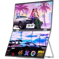 Uperfect 15,6" Dual Draagbaar Monitor 1080P 100% sRGB 1000:1 ZWART Tweede Scherm met Geïntegreerde Mount & VESA Mount voor Laptop/Switch/MacBook