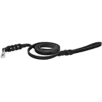 Spotted! Pro Leren Showlijn 180 x 1,2 cm - Met Kliphaaksluiting - Hondenriem - Showlijn Hond - Hondenlijn - Doorgelooid Leer - Zwart
