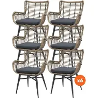 Van der Garde Tuinmeubelen Set van 6 - Jasmine dining tuinstoel - Naturel