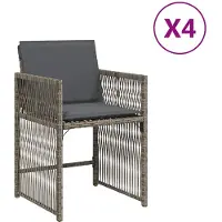 vidaXL Tuinstoelen 4 st met kussens poly rattan grijs