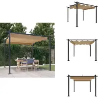 vidaXL Paviljoen met uitschuifbaar dak, 3x3 meter, taupekleurig - Paviljoens & feesttenten