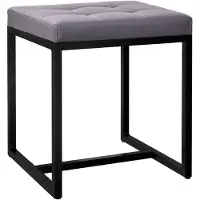 CLP Barci kruk met bekleding en zwart ijzeren frame Kunstleer/grijs