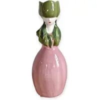 DK Design Daan Kromhout - Vaas - Tulpenvaas - Lucy Dutch Woman - Roze, Groen - Keramiek - 22 cm
