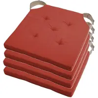 Stof Textile stoelkussen DUO - 4x - terracotta - 38 x 38 x 4 cm - klittenband sluiting - zitkussens - binnen/buiten