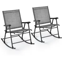Costway Inklapbare schommelstoelen, set van 2 tuinstoelen met ademende zitstof, schommelstoel voor achtertuin, terras, zwembad