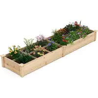 Costway Verhoogd bloembed, hout, tuinbed met 2 plantenbakken en scheidingswanden, kruidenbed voor tuin, balkon, binnenplaats, terras, plantenbed, dennenhout, 228 x 62 x 25 cm, naturel