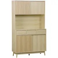 Sweeek Buffetkast 4 schuifdeuren 3 lades en open vak 110cm Naturel